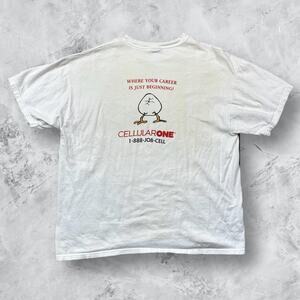Vintage y2k hanes cellular one 1 888 JOB CELL cracked egg white tee XL